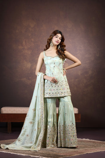 Ethereal Mint Green Gharara Set