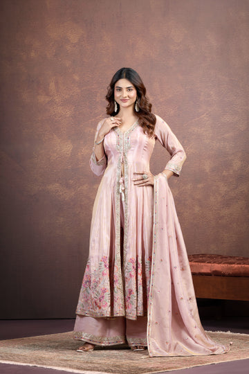 Baby Pink Designer Salwar Set with Resham & Sequin Work