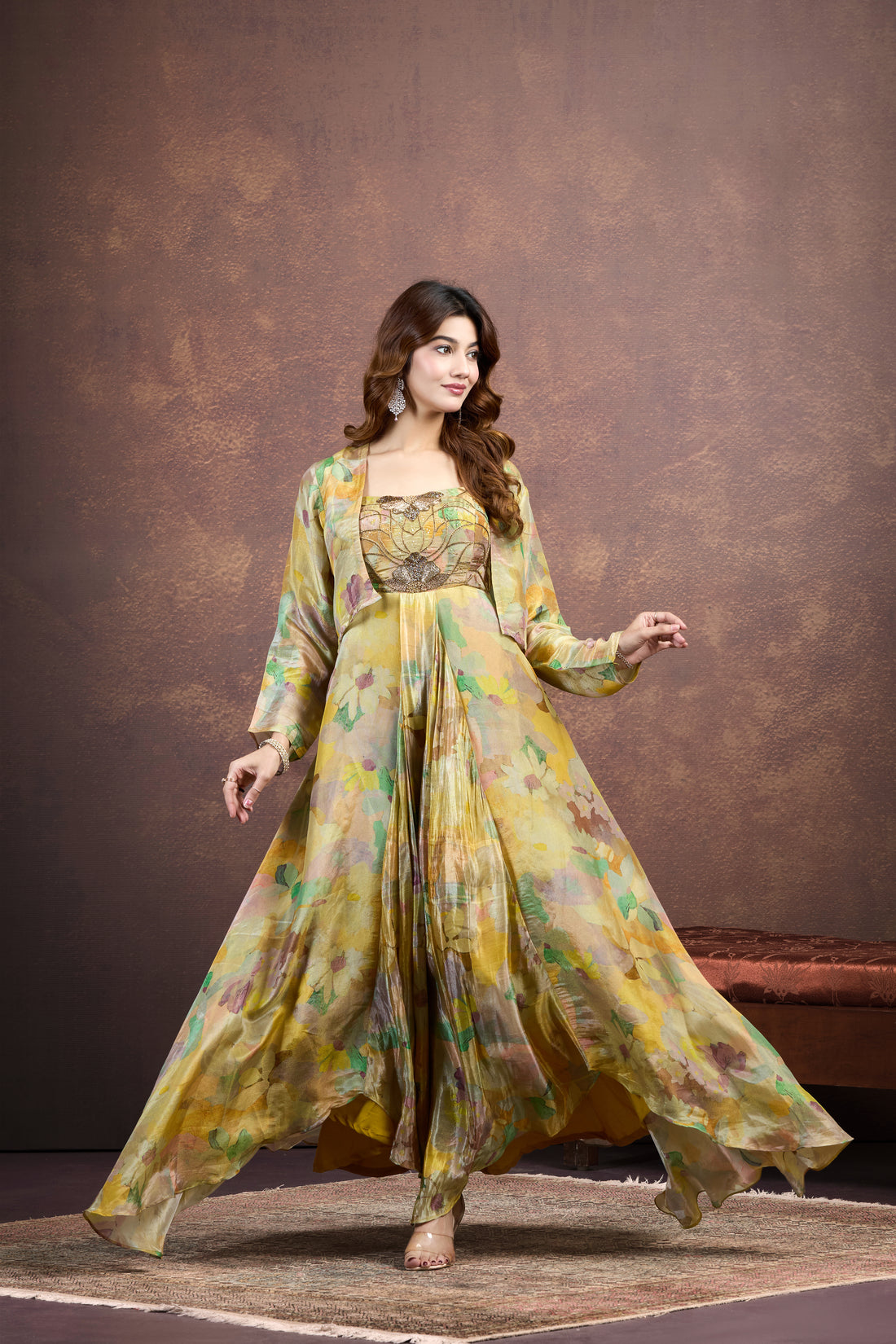 Elegant Green Multicolour One-Piece Set