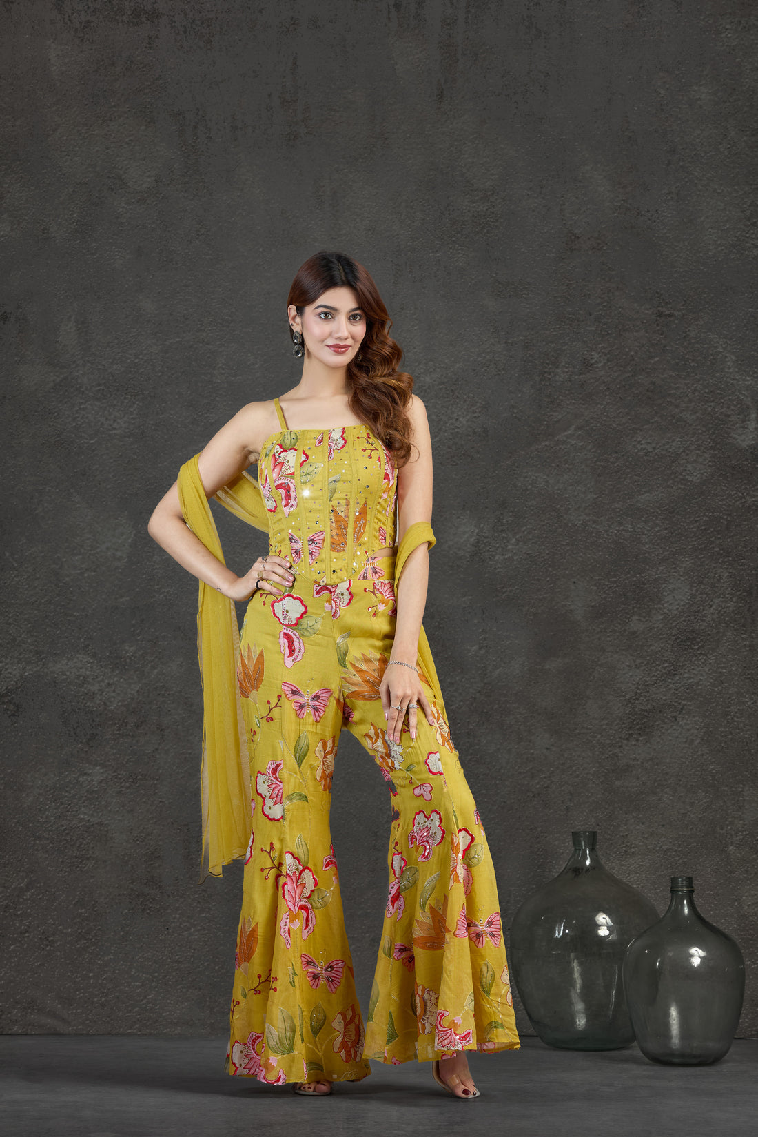 Vibrant Yellow Indo-Western Set