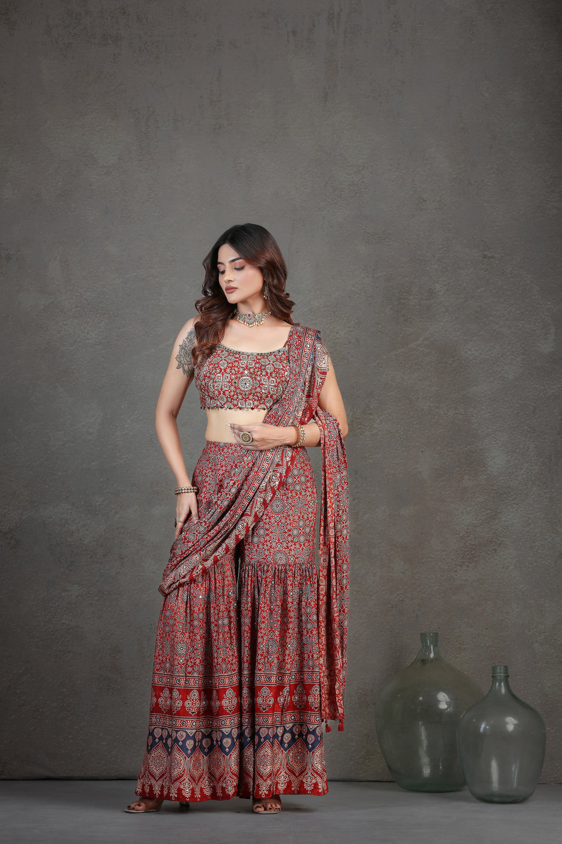 Rich Maroon Indo-Western Set