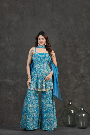 Blue Indo-Western Set