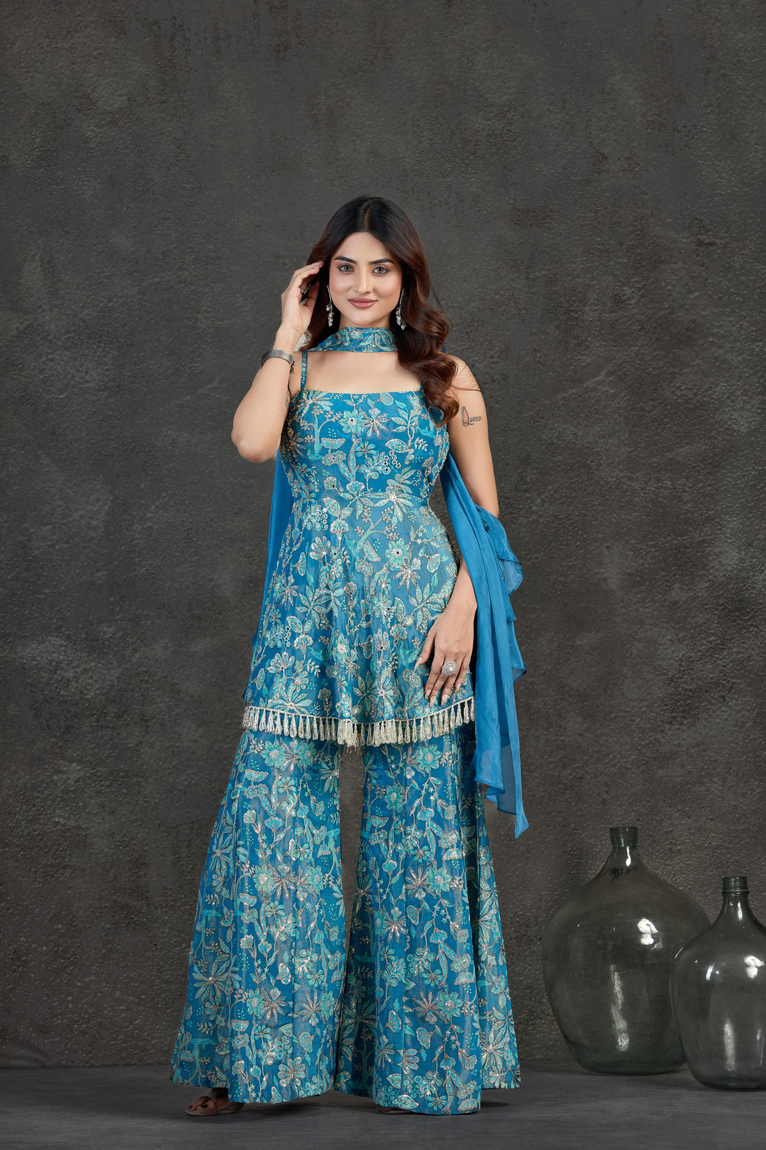 Blue Indo-Western Set
