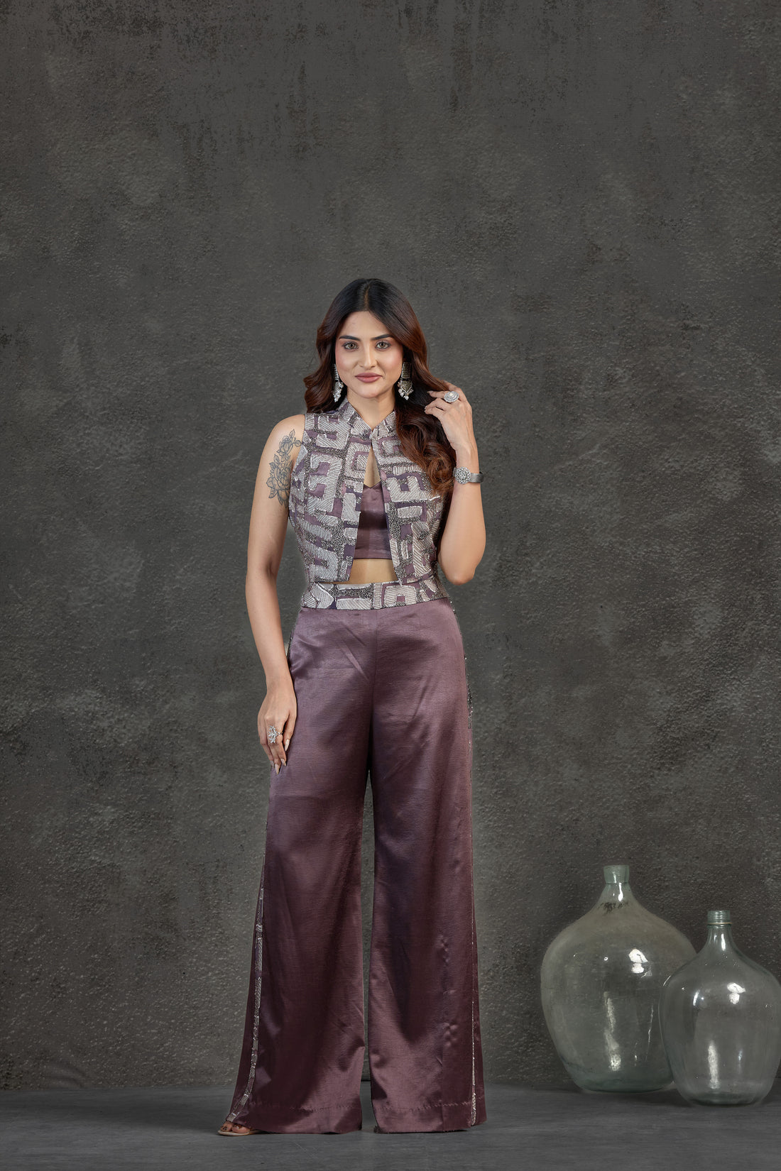 Bold Brown Indo-Western Set
