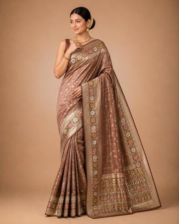 Bronze Rose Handwoven Silk Saree