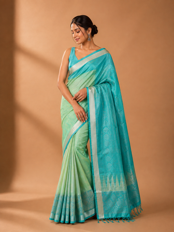 Sea Green Soft Silk Saree