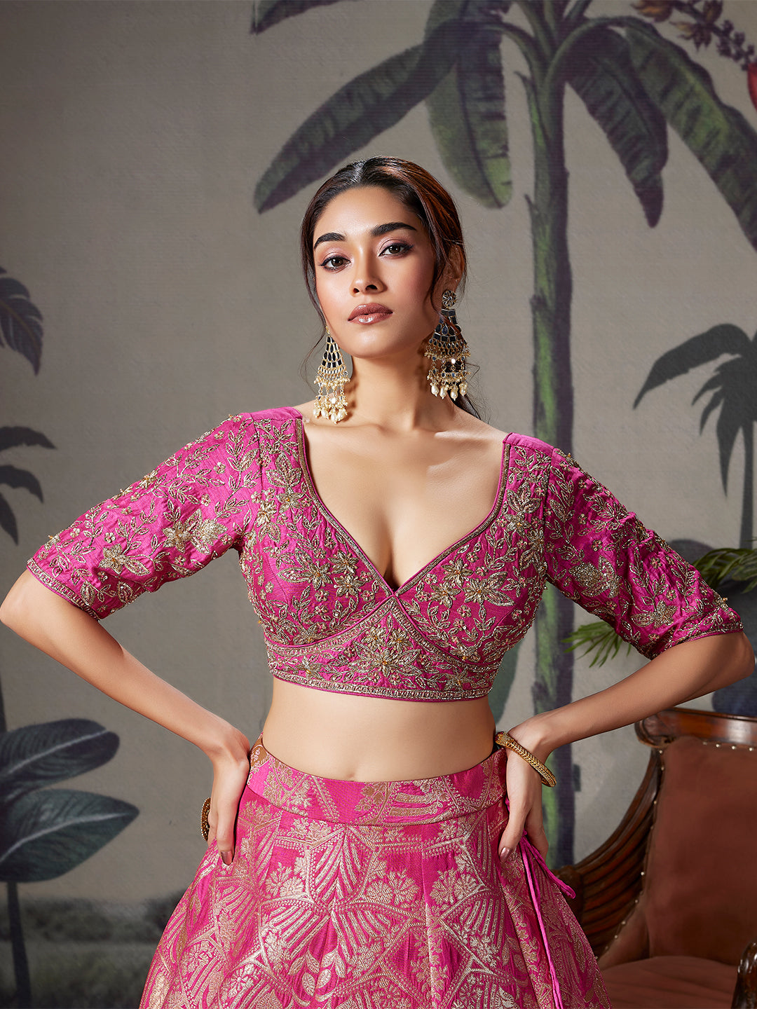 Rani Pink Zardozi Silk Lehenga