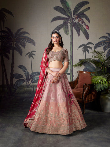 Champagne Gold Hand-Embellished Silk Lehenga