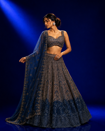 Midnight Blue Multi-Tone Lehenga Set