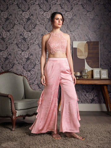 Blush Pink Embroidered Cord Set