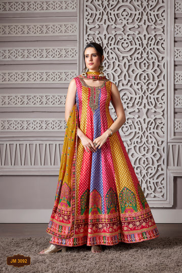 Multicolour Bandhani Printed Anarkali