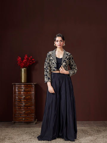 Onyx Zari Hand-Embroidered Trio