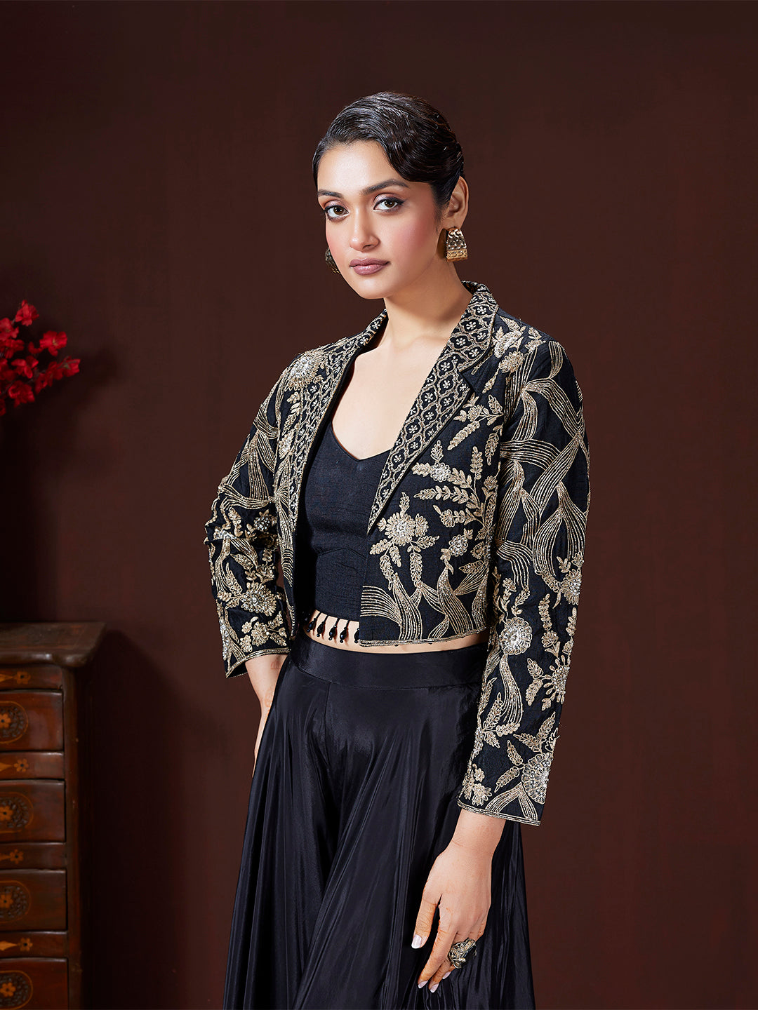 Onyx Zari Hand-Embroidered Trio