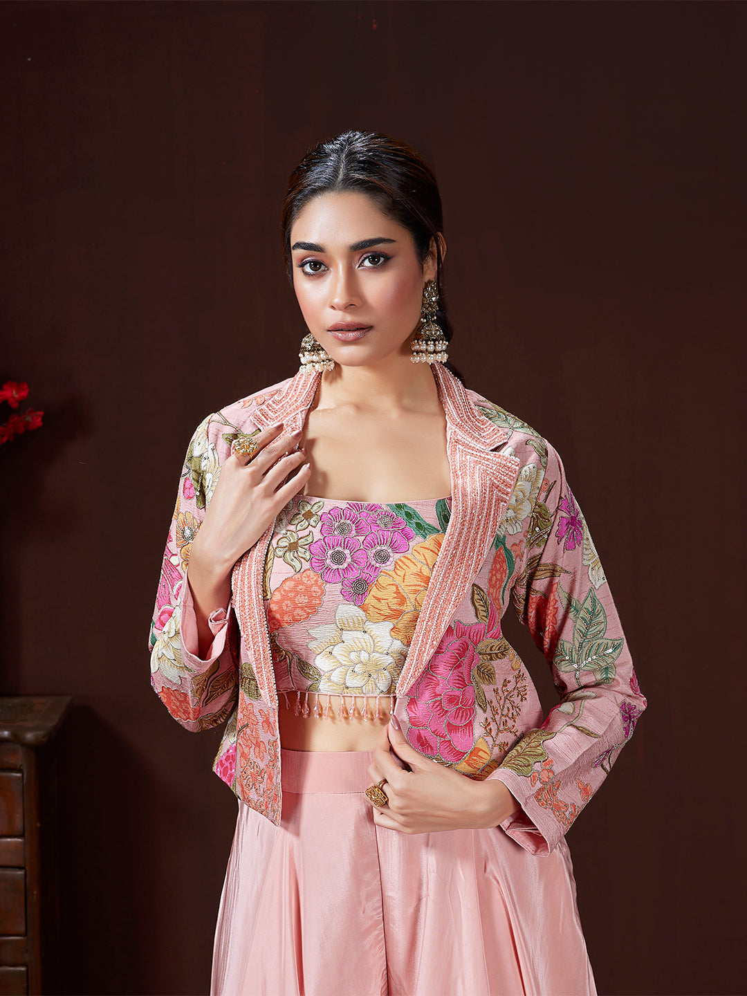 Blush Pink Multi-Thread Sharara Set