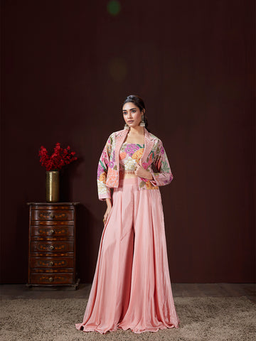 Blush Pink Multi-Thread Sharara Set