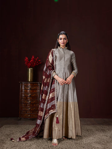 Champagne Gold Minimal Zari Anarkali