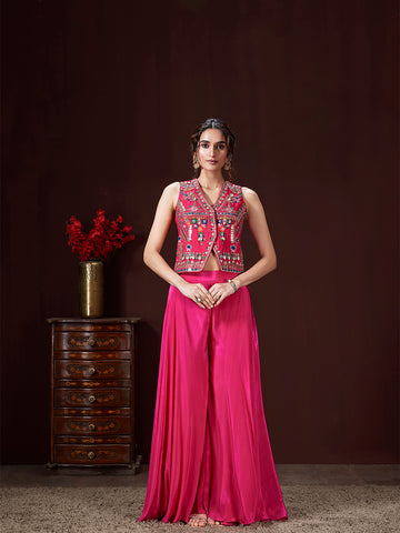 Rose Pink Multi-Resham Sharara Set