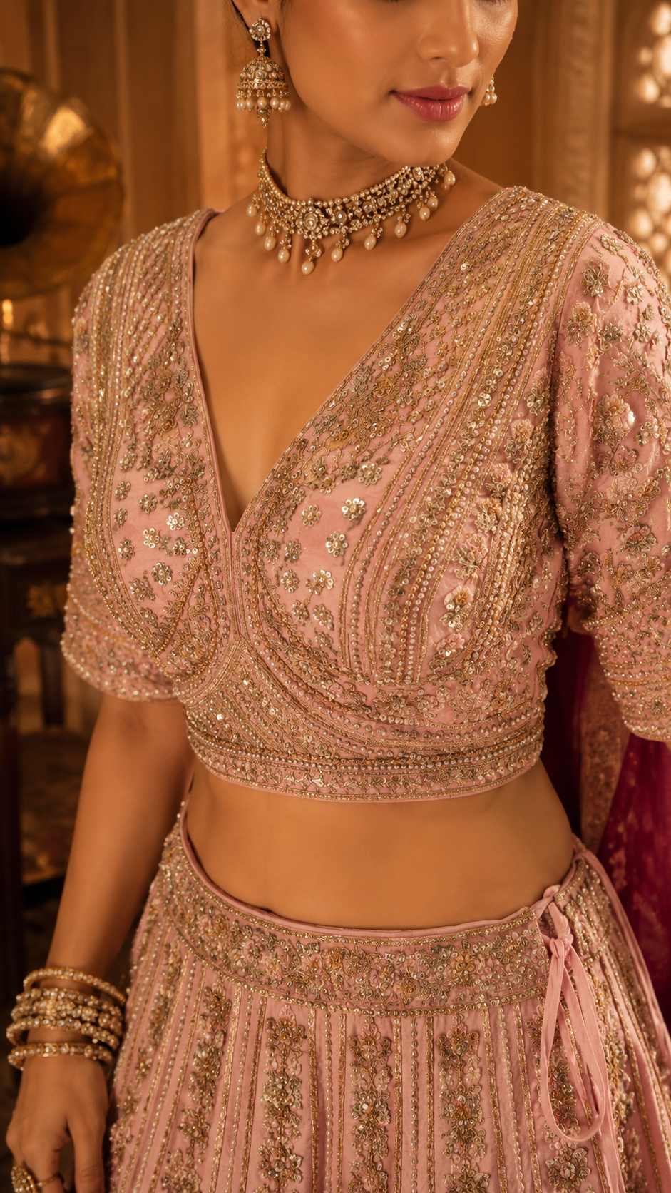 Blush Pink Bridal Lehenga Set
