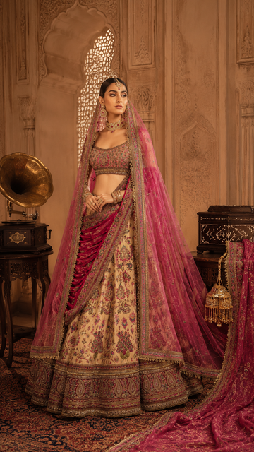 Antique gold Bridal Lehenga Set