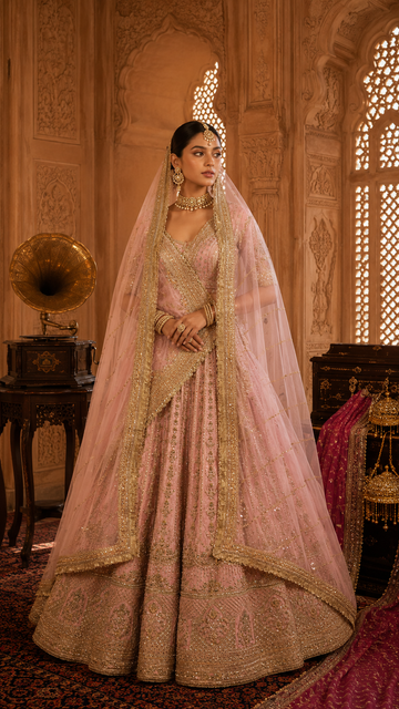Blush Pink Bridal Lehenga Set